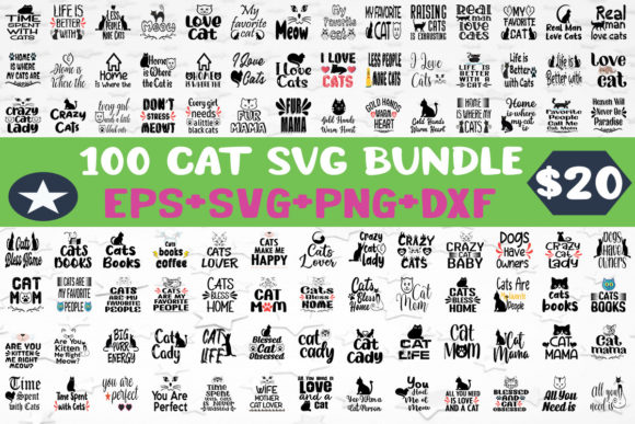 100 Cat SVG Bundle for Embroidery Projects
