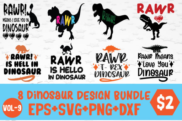 8 Dinosaur SVG PNG Cutting Print Ready F Review