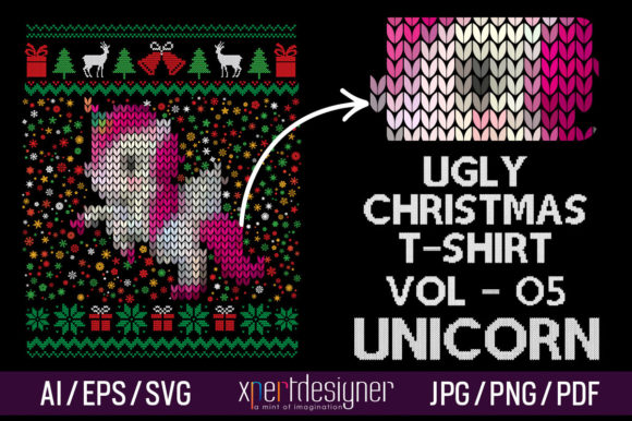 Ugly Christmas Unicorn T-Shirt Design Review